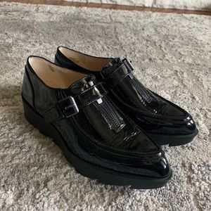 William Rast Black patent leather platform